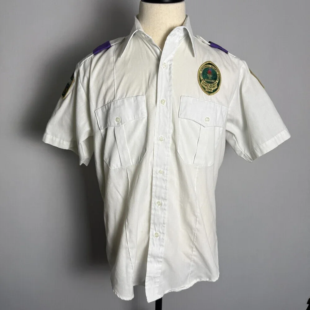 VINTAGE OLYMPICS 1996 ATLANTA SECURITY UNIFORM SHIRT LION APPAREL Sz Medium